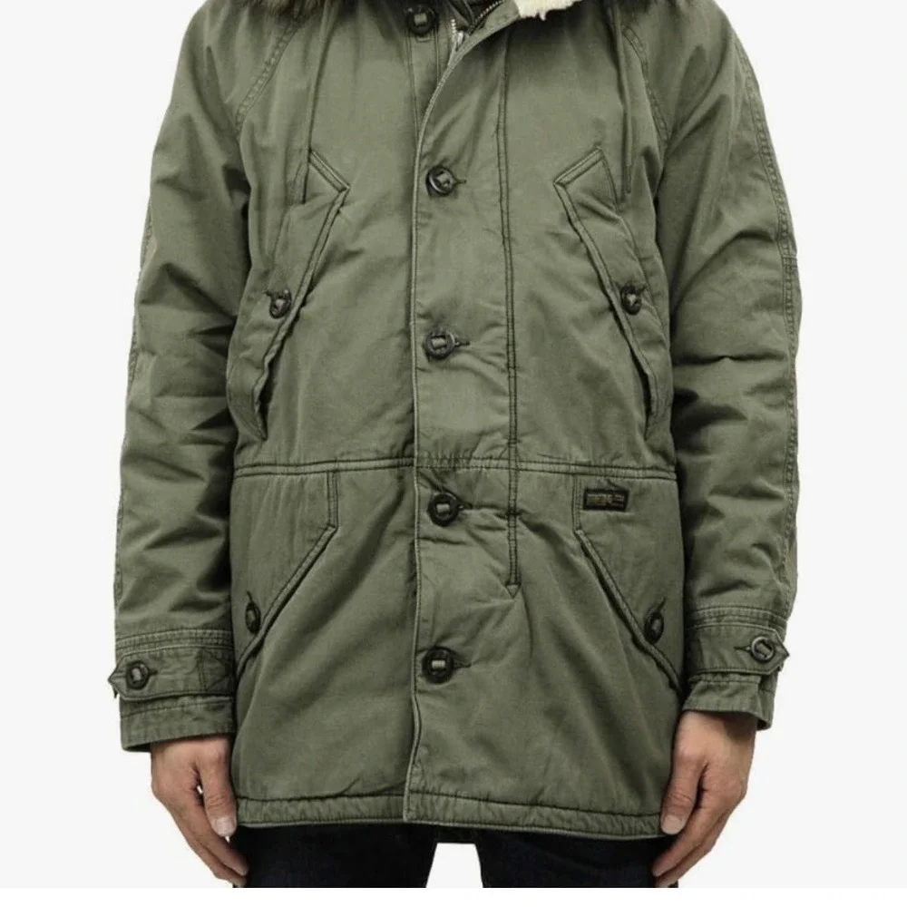 NWT Abercrombie & Fitch Mens Sherpa Parka Jacket Military Olive Green‎ size M